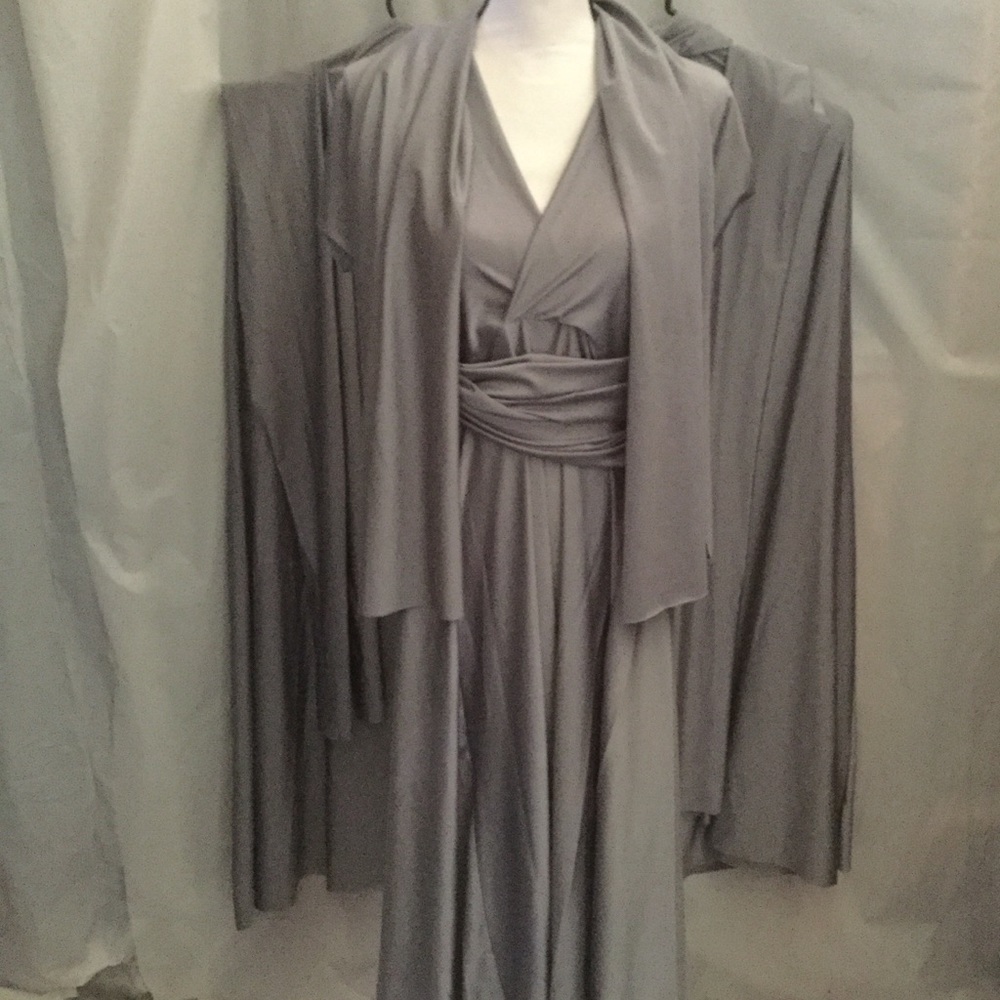 3 Bridesmaid Dresses Silver/Grey Long Wrap Around